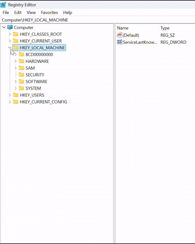 Screenshot of the Registry Editor showing the path to Credential Providers.